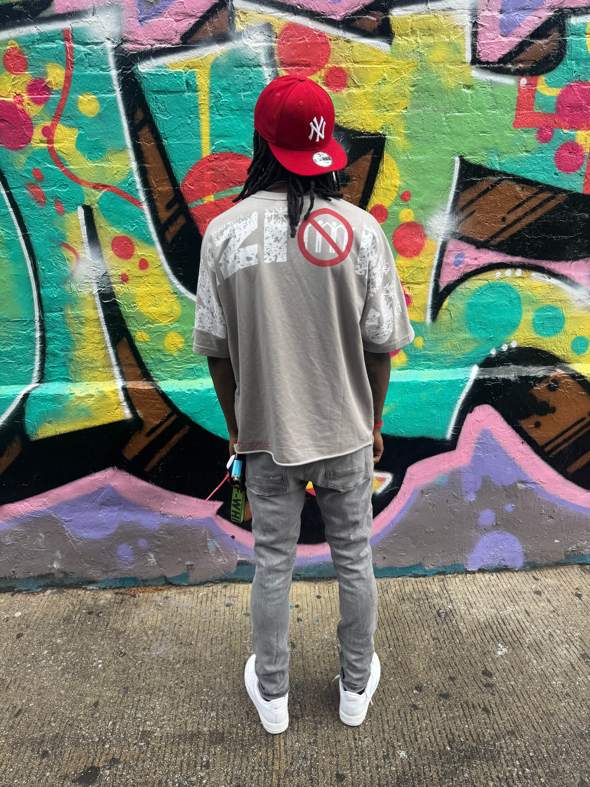 Barred From Society Distressed Tee Grey